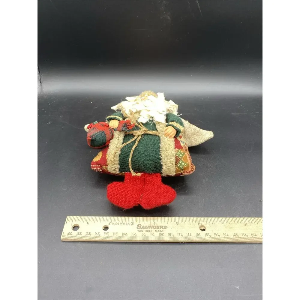 Homemade Cloth Santa Angel With Bag. Hands And Face-Plastic 10”X 8” X 2”